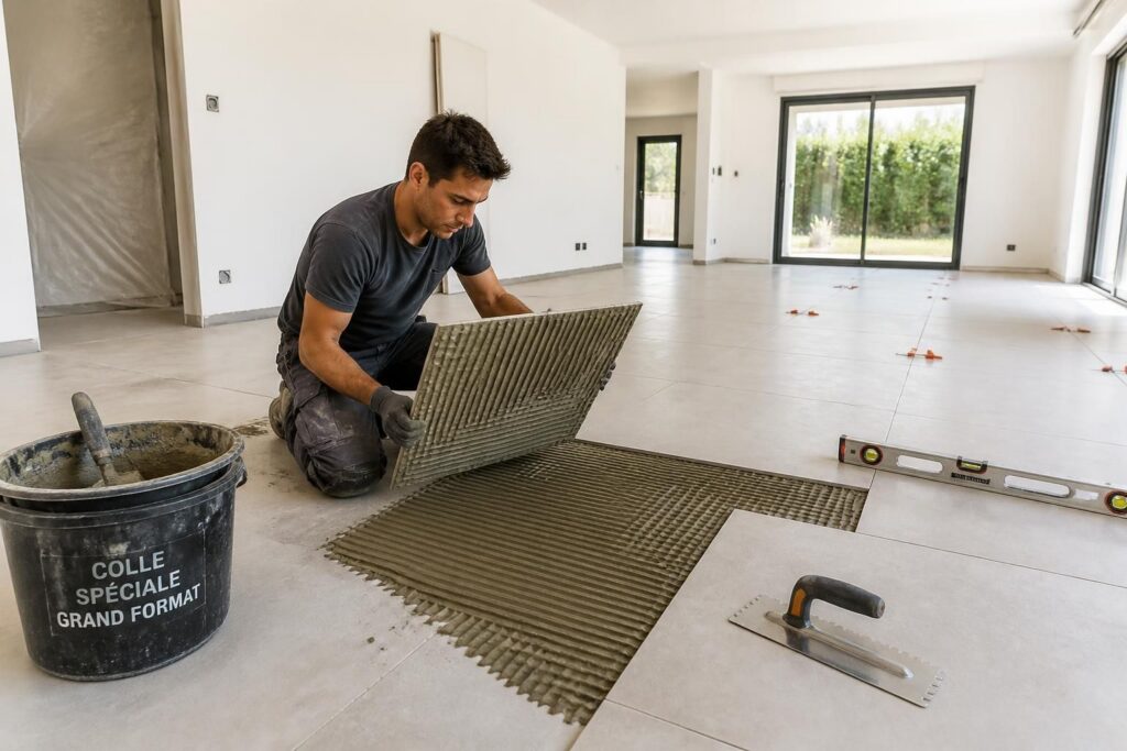 découvrez le prix moyen pour la pose de carrelage 60x60 en double encollage en 2026, incluant les coûts des matériaux et de la main-d'œuvre pour bien préparer votre projet.