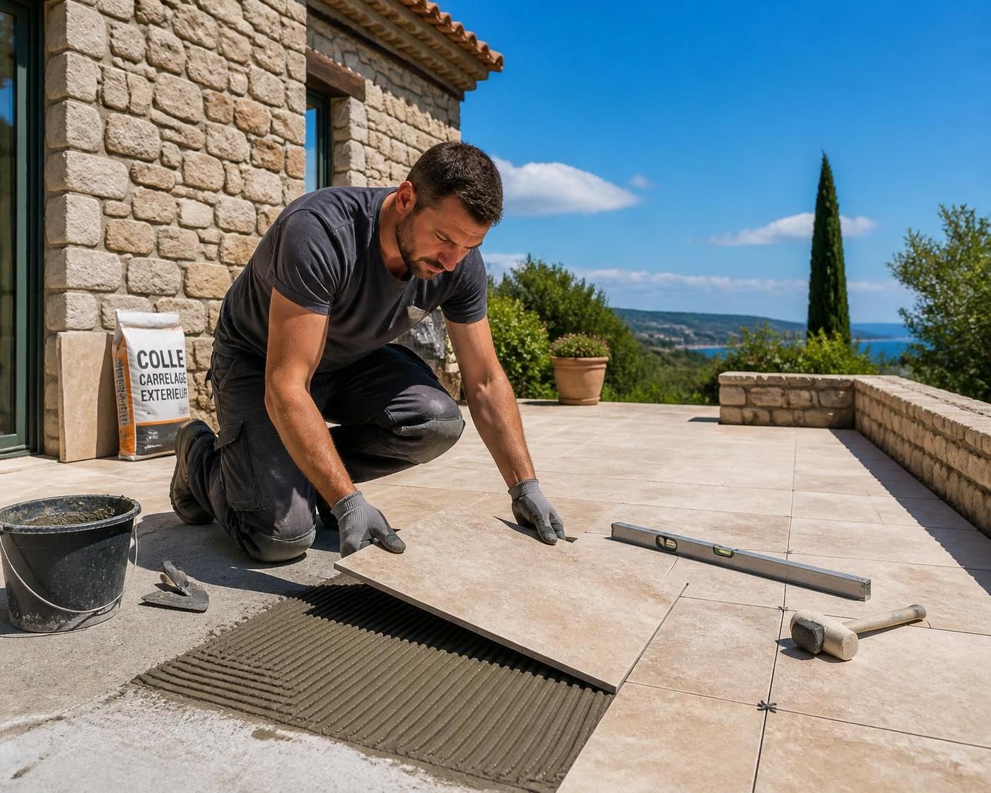 découvrez le prix de la pose de carrelage pour terrasse sans fourniture en 2026 et obtenez une estimation claire pour votre projet de rénovation extérieure.