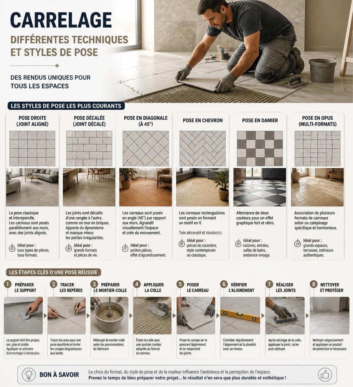 découvrez le prix moyen d'un carreleur au m² en 2026 et obtenez des conseils pour bien budgétiser vos travaux de carrelage.