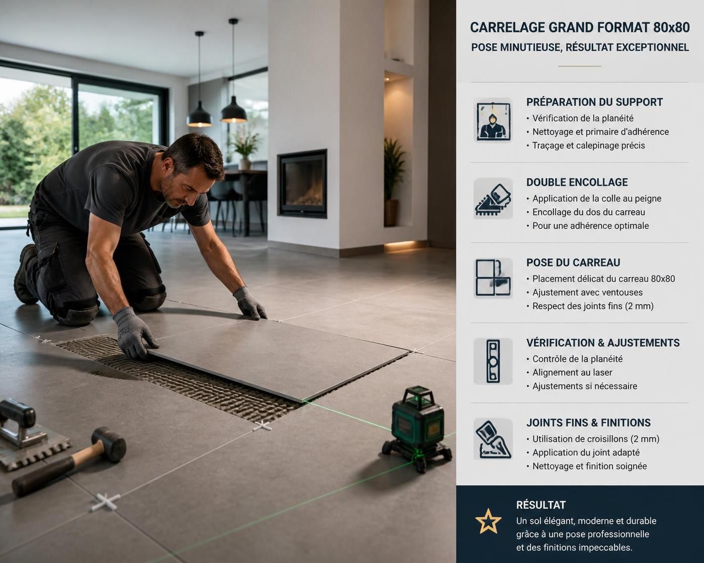 découvrez le prix estimé pour la pose de carrelage 80x80 en 2026. guide complet des tarifs, facteurs influençant le coût et conseils pour réussir votre installation.