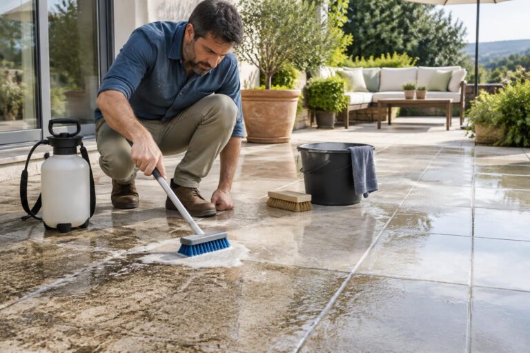 découvrez comment choisir un nettoyant adapté à votre carrelage de terrasse et l’utiliser efficacement pour éliminer les saletés sans abîmer la surface.